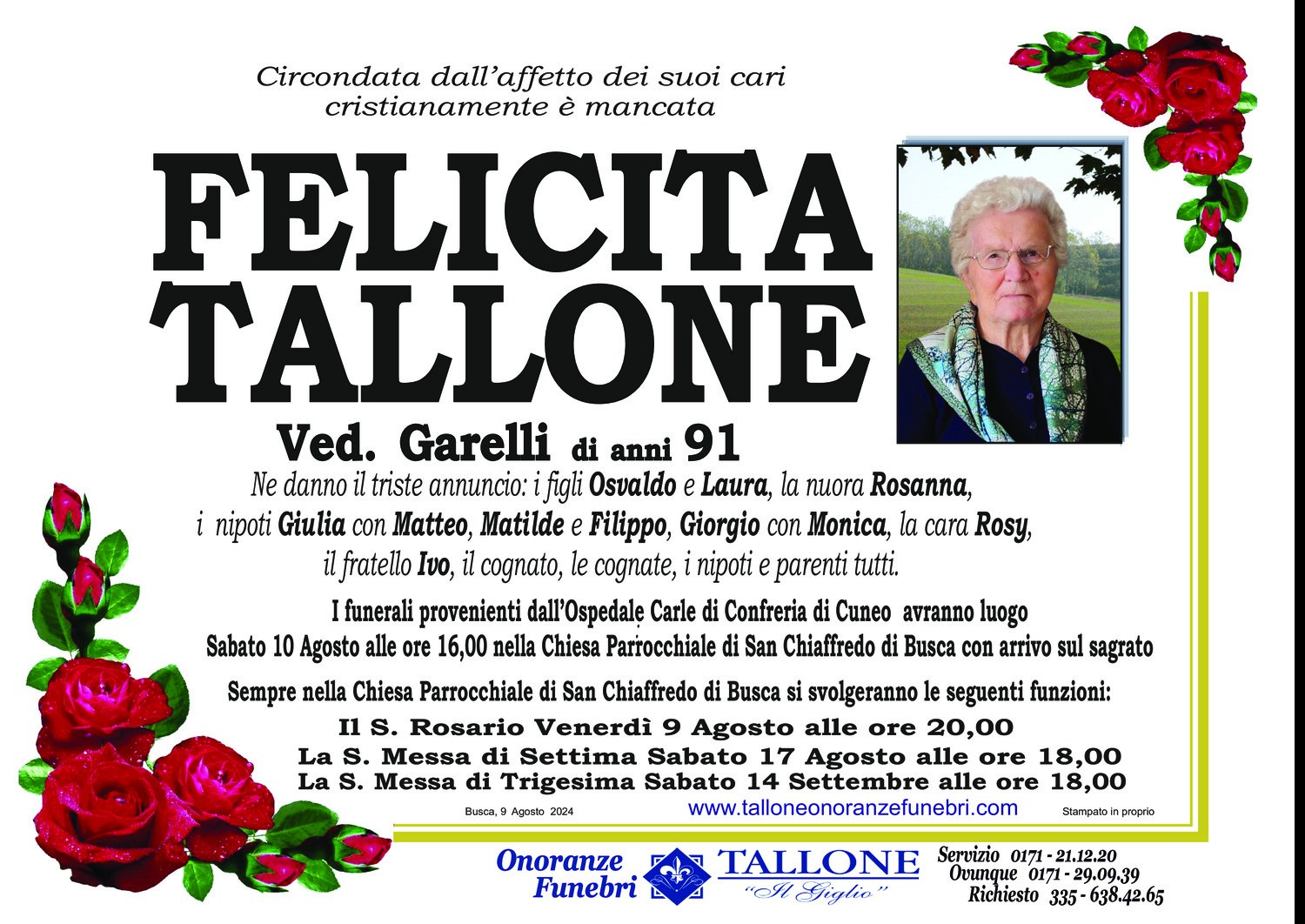 Felicita Tallone<small class='fs-20'><br/>Ved. Garelli</small>